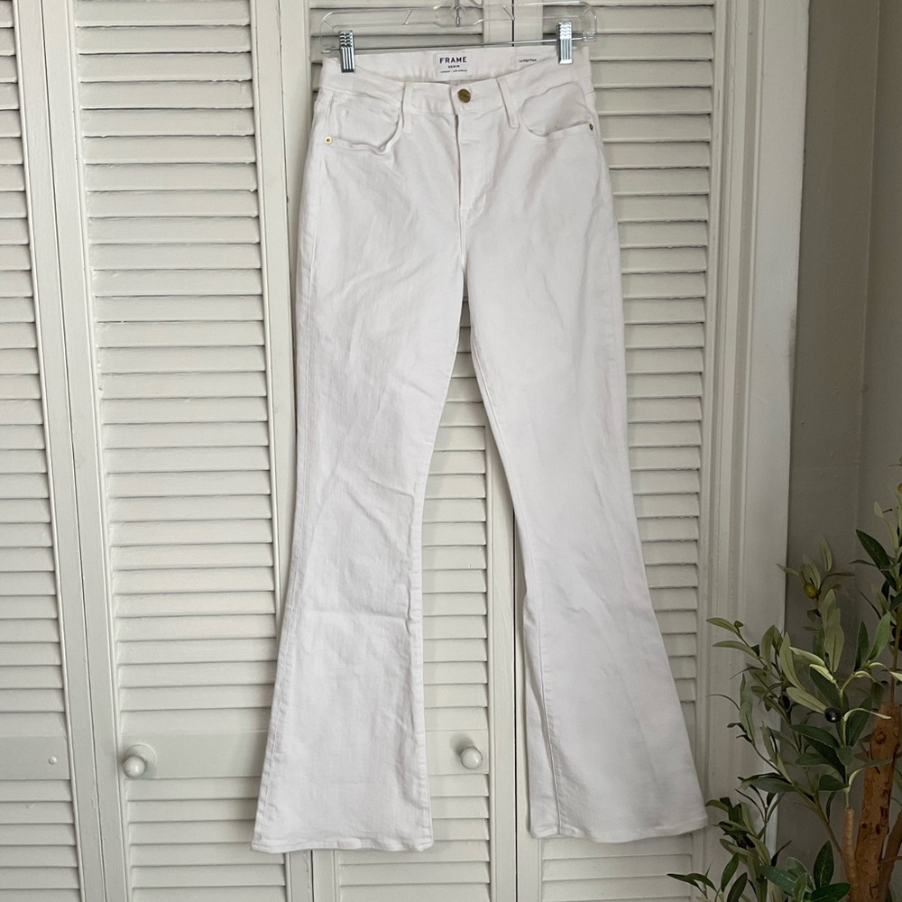 FRAME Le High Denim Flared White Denim Women’s Sz 27 Full Length